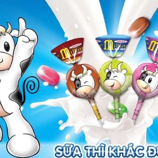 Kẹo Mút Sữa Đặc Mikita Gói Lớn 50 Que. Đủ VỊ : Dưa Gang, Socola, Dâu, Sữa. 450GR, 135GR