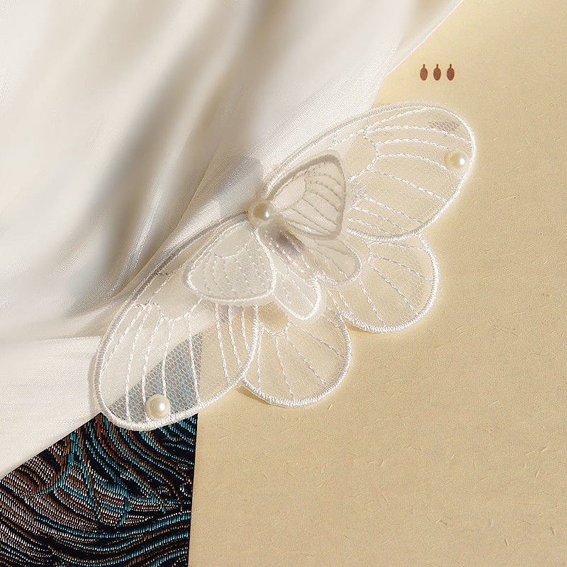 Kẹp Tóc Hình Bướm Phối Dây Ruy Băng Tua Rua Lưng Phong Cách Cổ Điển