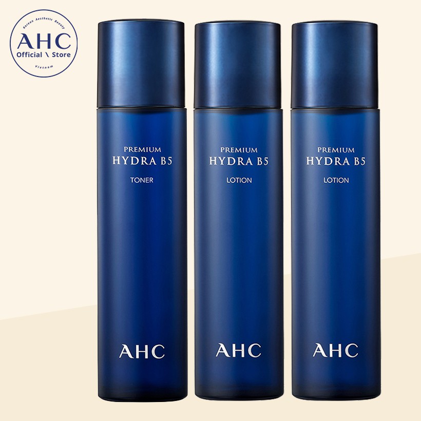 Combo 2 Kem dưỡng da chống nếp nhăn AHC premium Hydra B5 Lotion 120ml + Nước hoa hồng AHC premium Hy