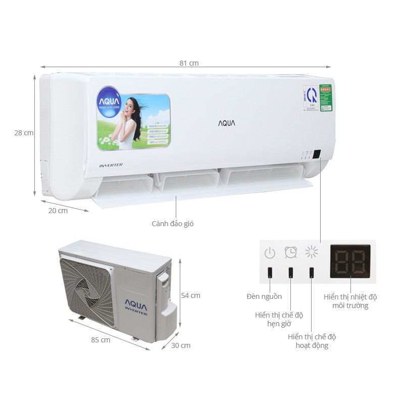 Máy Lạnh AQUA Inverter 1.0 HP AQA-KCRV09WNM | ĐIỆN MÁY SÀI THÀNH