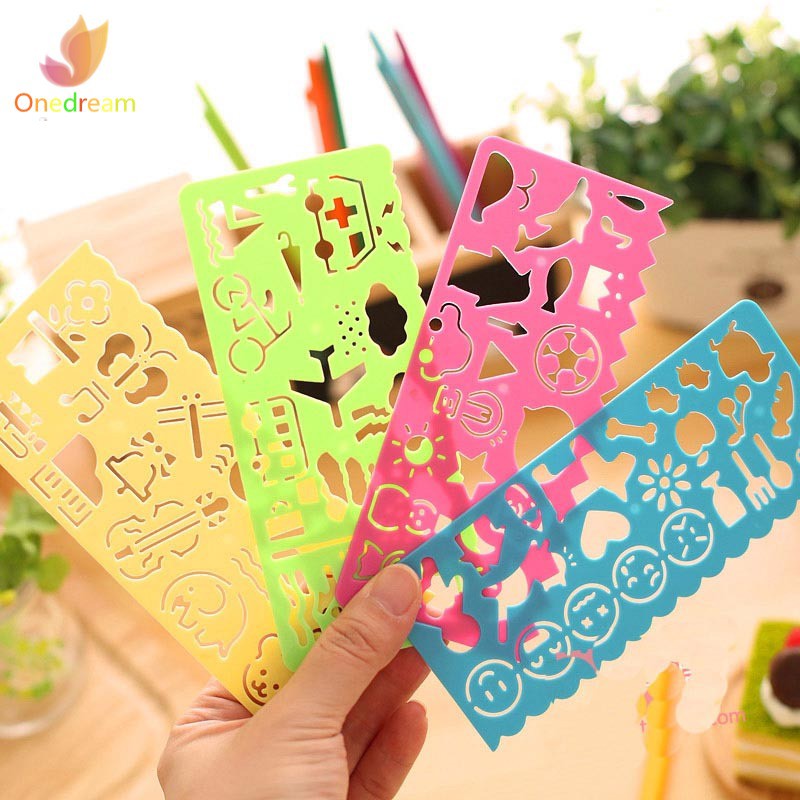 Set 4 khuôn vẽ nhiều hình dạng dùng cho trẻ em