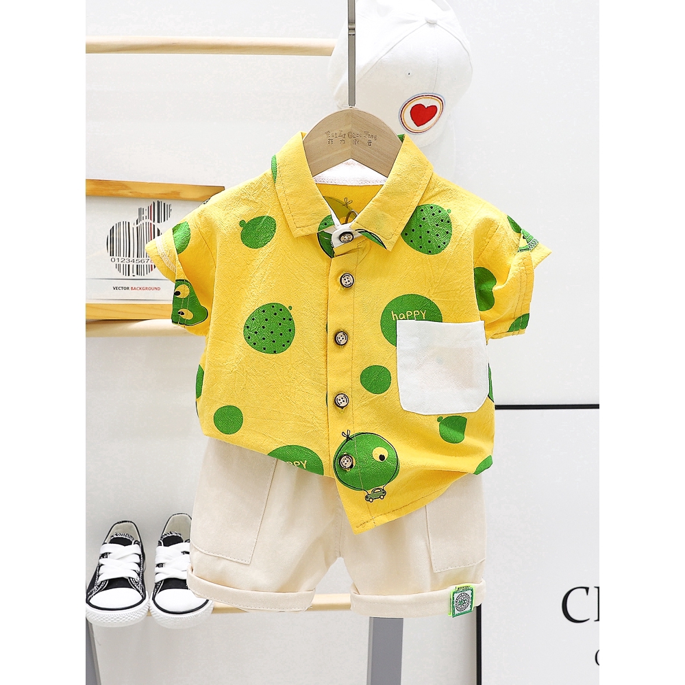 Set áo sơ mi ngắn tay kèm quần cotton thời trang mùa hè cho bé từ 0-5 tuổi
