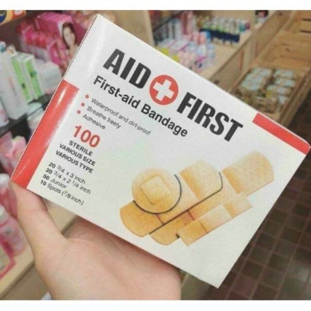 Hộp 100 miếng AID FIRST URGO kích thước khác nhau tiện ích