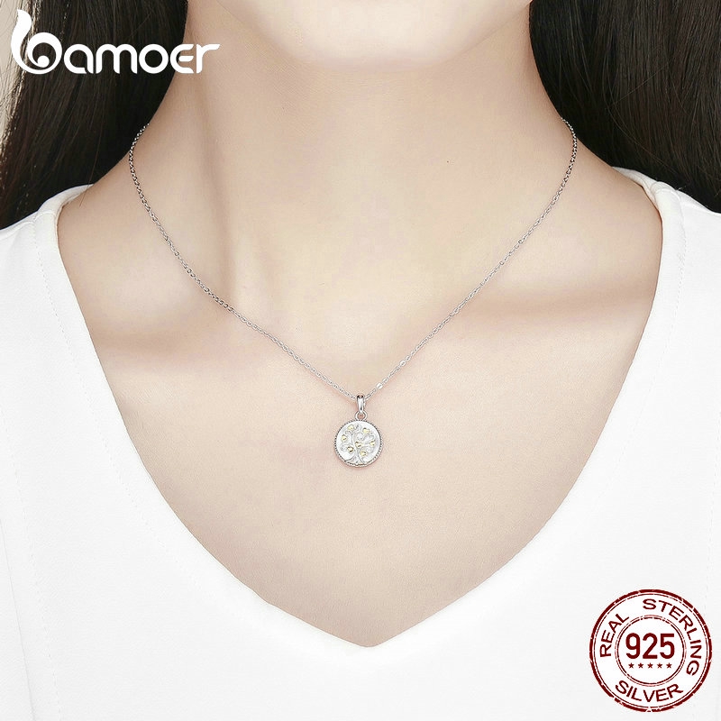 Dây chuyền BAMOER bằng bạc sterling 925 t họa tiết Cây của Sự sống