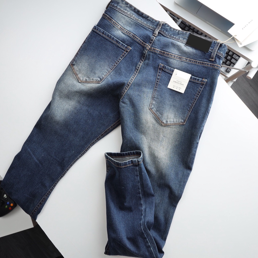 Quần jean ZARAMAN xanh Quần jean nam dài Lozano rách lưới, co giãn tốt, form slimfit chuẩn dáng