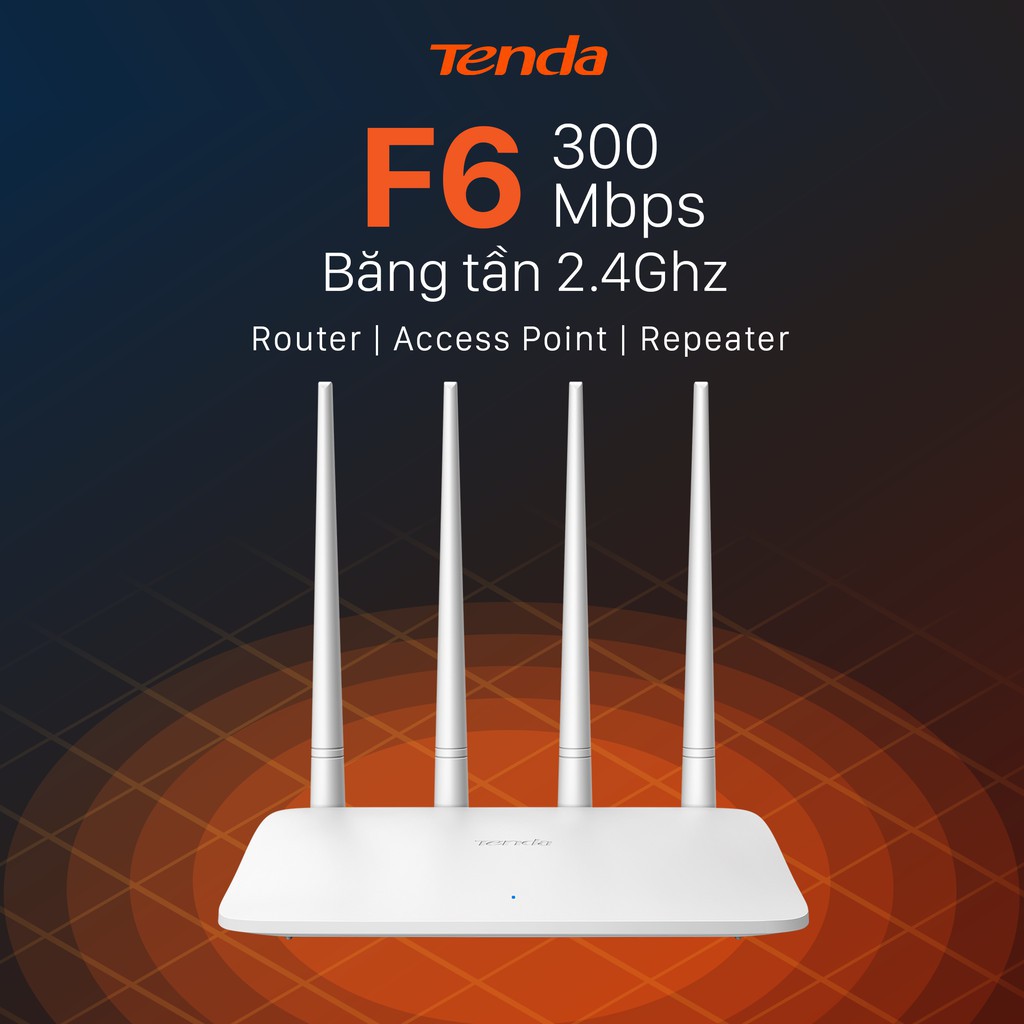 Tenda Thiết bị phát Wifi F6 Chuẩn N 300Mbps - Hãng phân phối chính thức