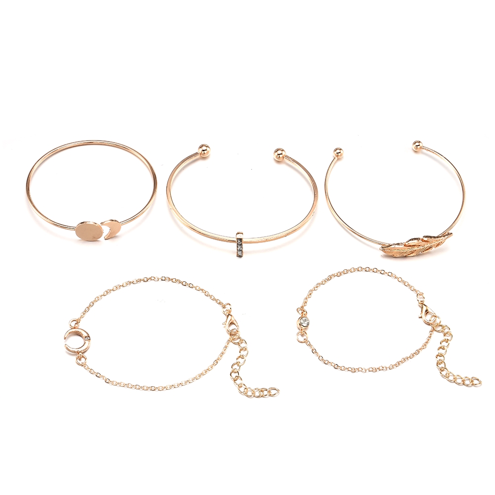 Bộ 5 vòng đeo tay phong cách boho đính đá