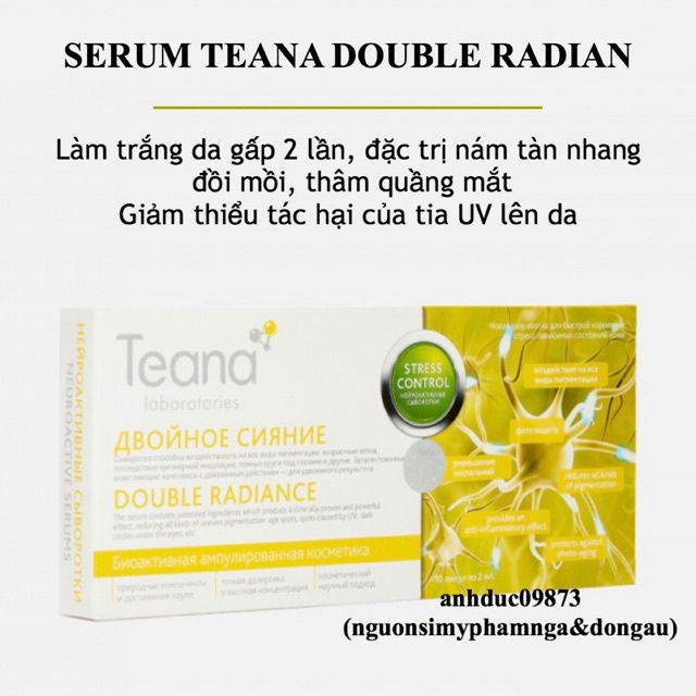 Serum Teana Double Radiance Trắng da mờ thâm nám tàn nhang
