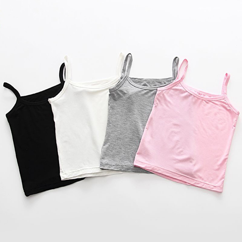 Áo thun cotton 2 dây màu trơn thời trang cho bé gái
