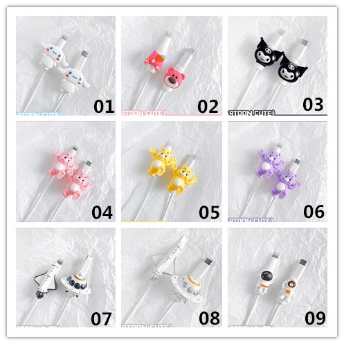 Phụ Kiện Bảo Vệ Dây Cáp Sạc Bằng Silicon Hình Hoạt Hình Dễ Thương Cho Apple Huawei Xiaomi
