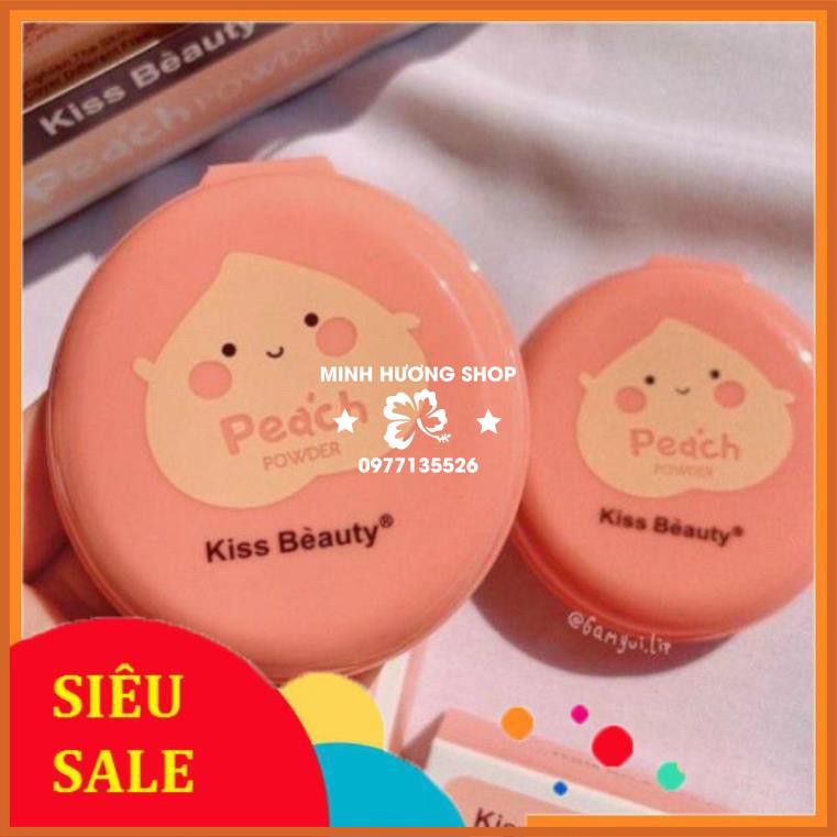 Phấn Nén Trái Đào Kiềm Dầu Kiss Beauty che khuyết điểm , da sáng mịn rạng rỡ