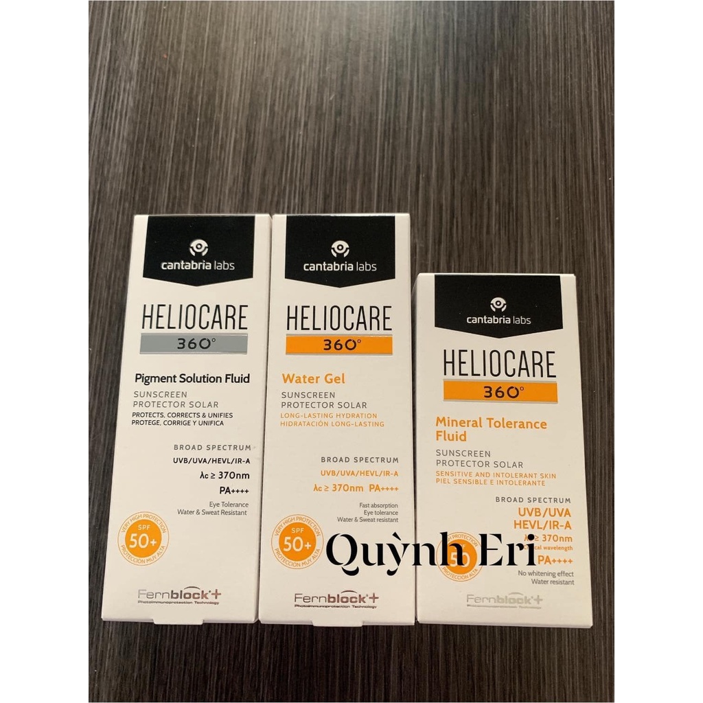 Kem chống nắng Heliocare 360° Water Gel/Mineral Tolerance/Pigment/ AR SPF50+ 50ml full size