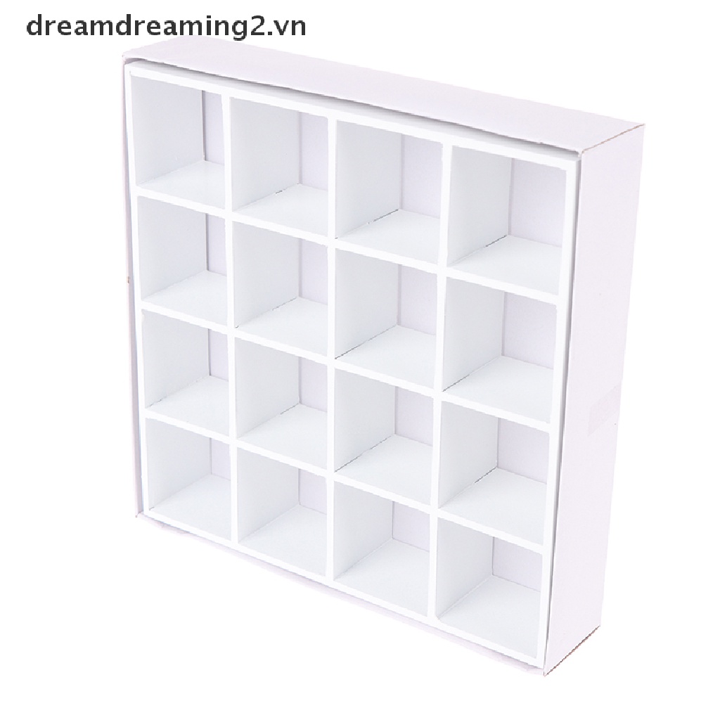 Kệ gỗ mini 16 ngăn đựng đồ dùng nhà búp bê tiện dụng