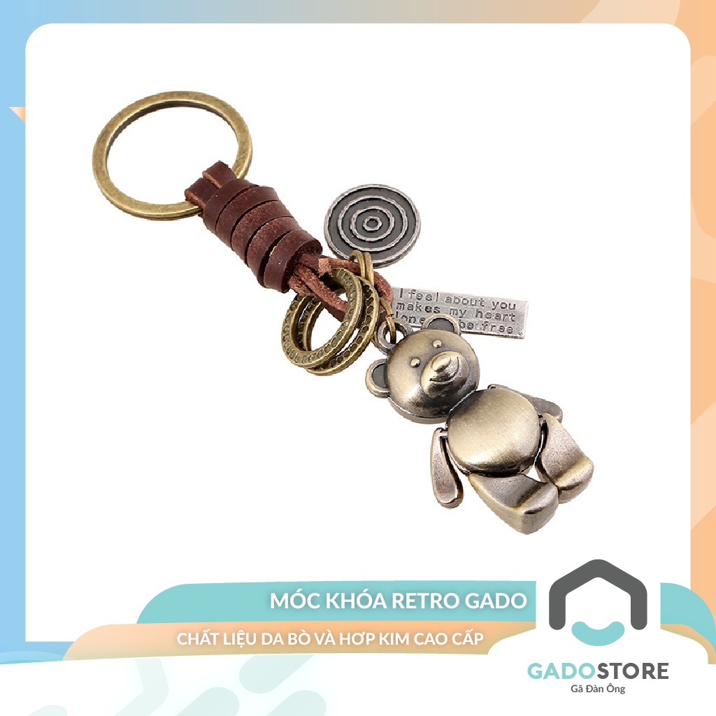 Móc khoá xe GADO móc khóa da bò cổ điển vintage chất liệu kim loại