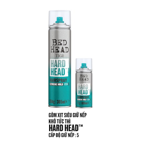 Gôm xịt giữ nếp siêu cứng - TIGI HARD HEAD 385ml