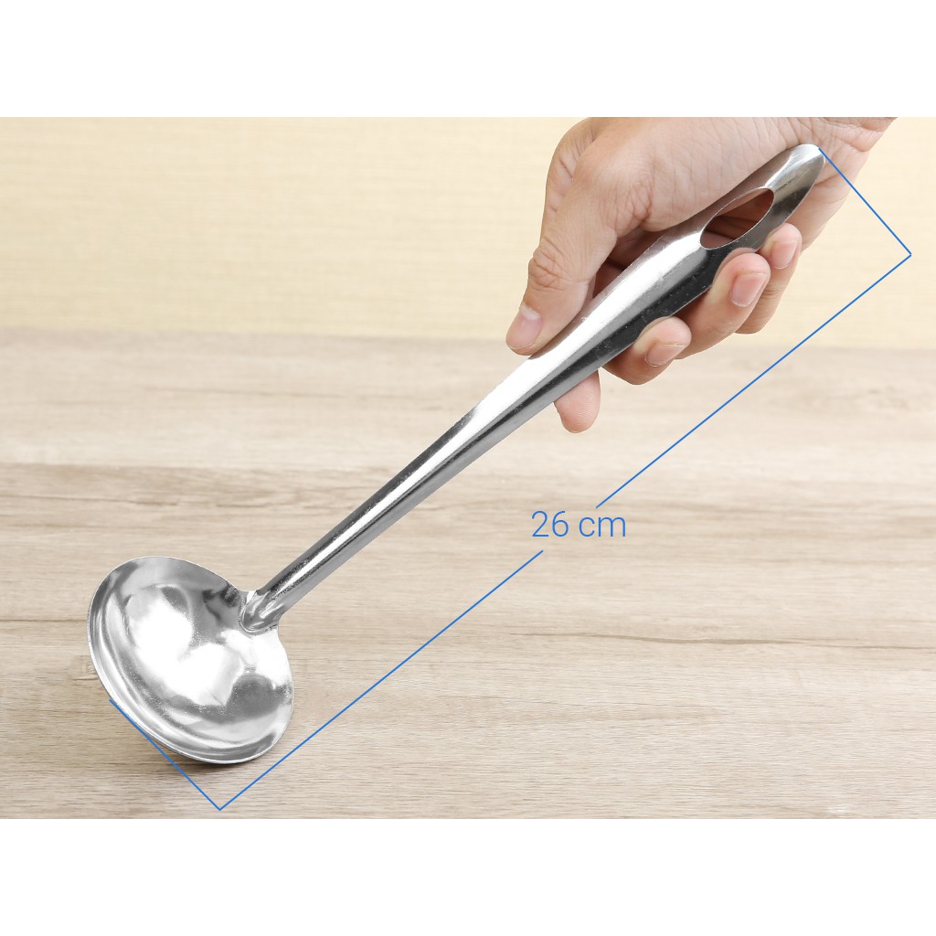 Vá múc canh lấy cái , ăn lẫu chất liệu inox sáng bóng, bền bỉ, không rỉ sét, móc treo tiện dụng