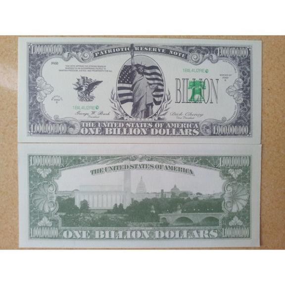 Combo 2 tờ tiền Kỷ niệm mệnh giá 1 Tỷ Đô hình tượng Nữ Thần Tự Do - Play Money.