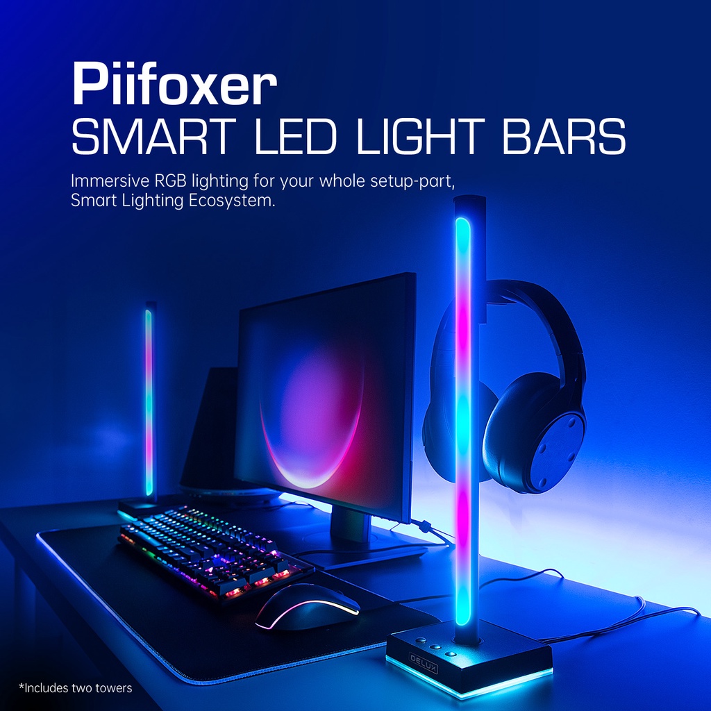Đèn RGB USB Bluetooth DELUX tạo không khí kèm giá đỡ tai nghe để bàn tiện dụng