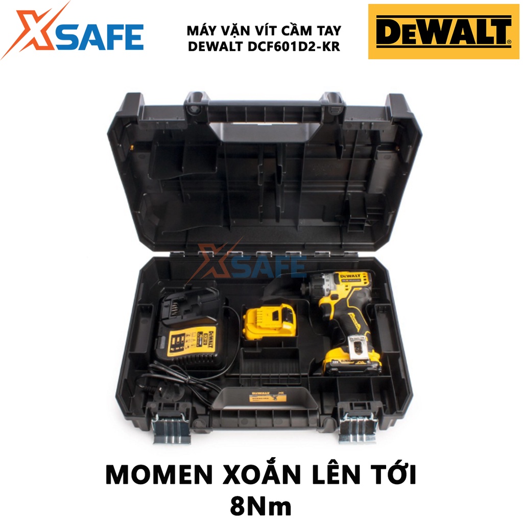 Máy vặn vít cầm tay DEWALT DCF601D2-KR Máy khoan dùng pin hiệu thế pin 12V, động cơ không chổi than, bền bỉ
