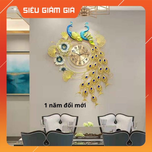 [ RẺ- ĐẸP ] Đồng Hồ Treo Tường Trang Trí Nhà Cửa Nghệ Thuật Decor Họa Tiết Công Đôi Hạnh Phúc-CÓ ẢNH THẬT