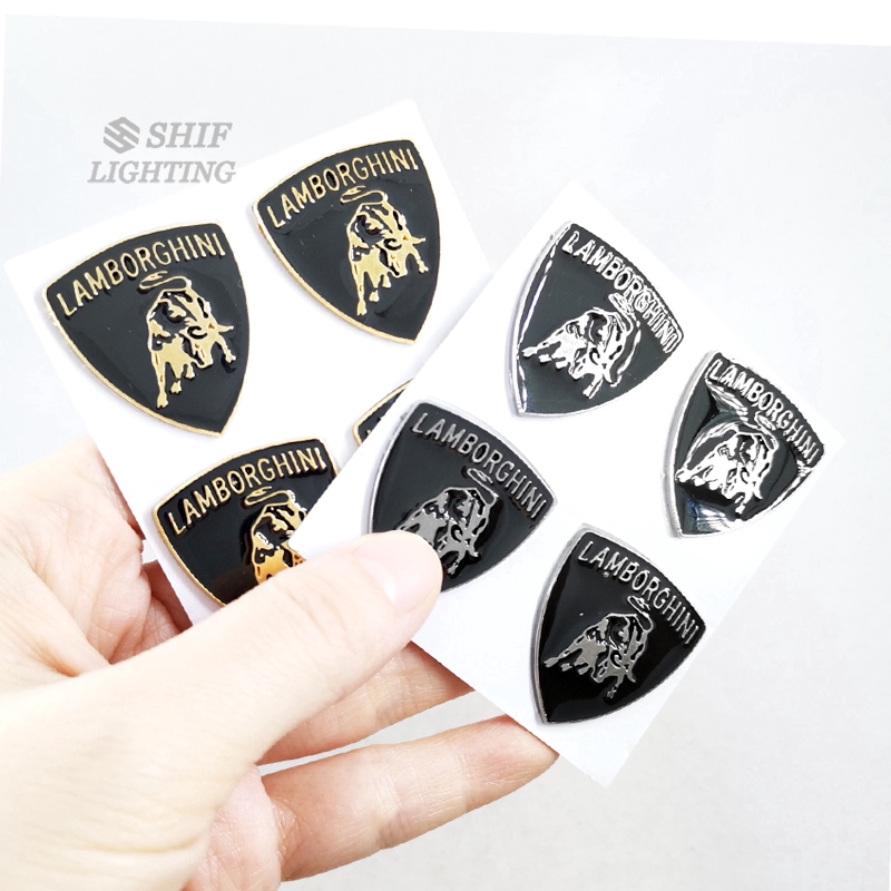 4 x Hình Dán Logo Xe Hơi Lamborghini Bằng Kim Loại