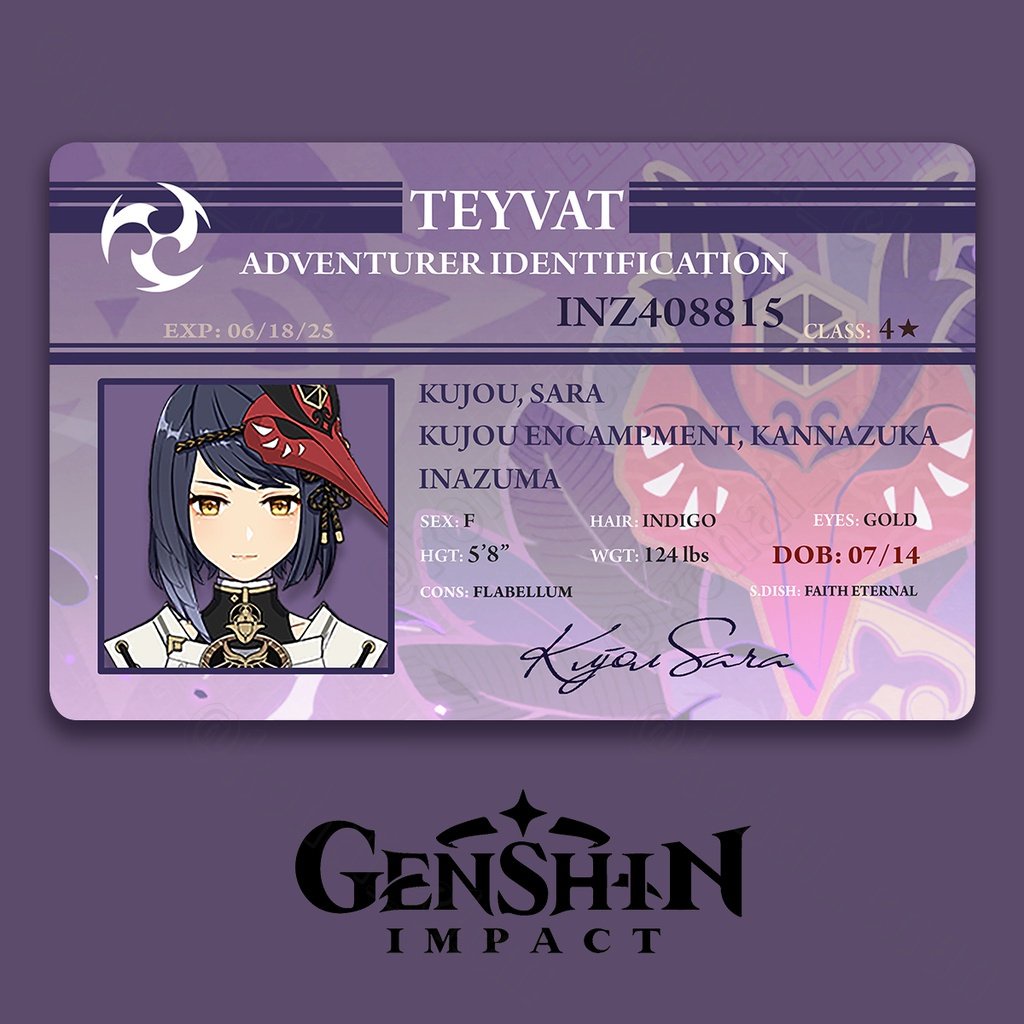 Ảnh thẻ in hình game GENSHIN IMPACT ver ID card bo góc viền 5*8cm anime chibi xinh xắn sưu tầm