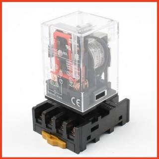 Rơ le trung gian mk2p-i relay kính trắng trong 8 chân tròn điện áp 220vac, 24vdc, 12vc giá rẻ kèm chân đế pf083a