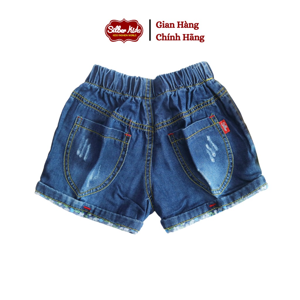 [Mã BMBAU50 giảm 7% đơn 99K] Quần Short Jean Bé Gái Thêu Mickey Gập Gấu SILBER KIDS