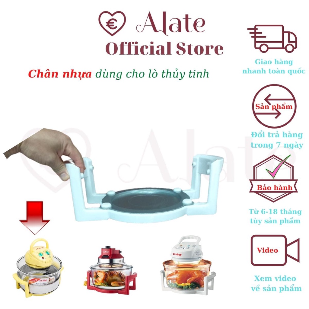 Chân nhựa dủng cho lò nướng thủy tinh dung tích từ 12 đến 17 lít bằng nhựa và kim loại mầu trắng vàng, xanh Alate store