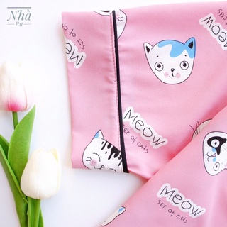 Đồ bộ nữ vải lụa cổ tim tay cộc quần lững đẹp