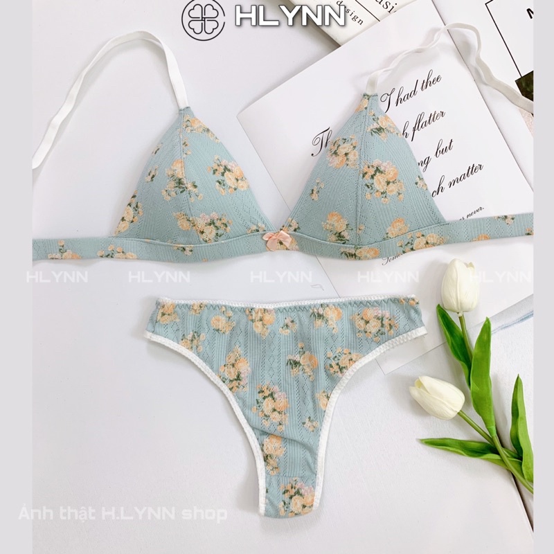 Set đồ lót cotton in hoa tam giác có mút m141