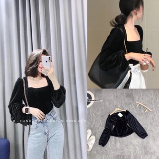 Siêu Phẩm Bigsize - Áo Nhung Cổ Vuông Tay Phồng ( Hàng bao xịn Quảng Châu )