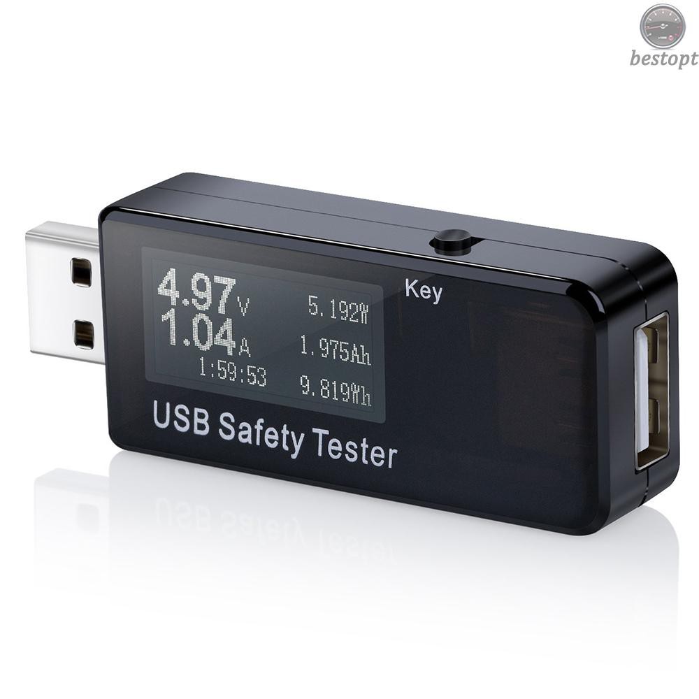 B&O USB Digital Tester Current Voltage Monitor DC 5.1A 30V Amp Voltage Meter Test Speed of Chargers Cables Capacity of Power Banks Black