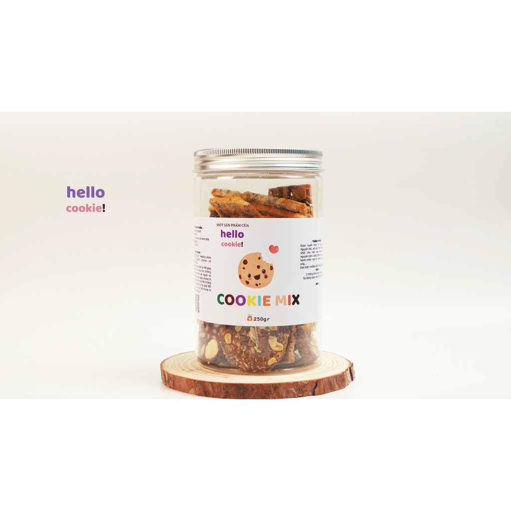 Bánh Cookie Mix 6 Loại Không Đường Ăn Vặt Mẹ Bầu/ Ăn Kiêng / Eat Clean / Keto / DAS 250gr - Hello Cookie Bánh Thập Cẩm