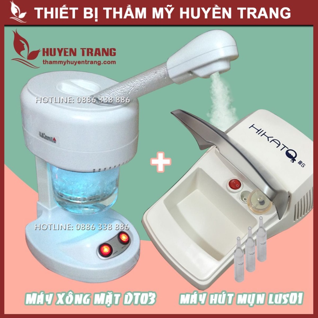 Combo Máy Xông Hơi DT03 Và Máy Hút Mụn LUS01 Thẩm Mỹ Huyền Trang