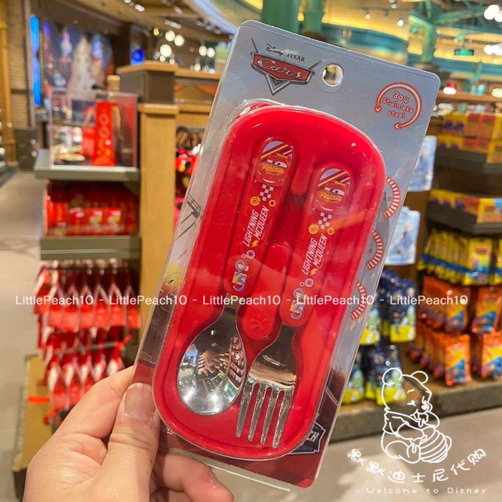 Set 2 món muỗng nĩa kèm hộp Disney hình Frozen Car Mcqueen Mickey Minnie cho trẻ em bé trai gái