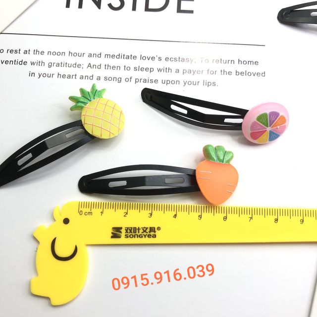 Set 3 kẹp tóc trái cây kẹp bấm giao ngẫu nhiên