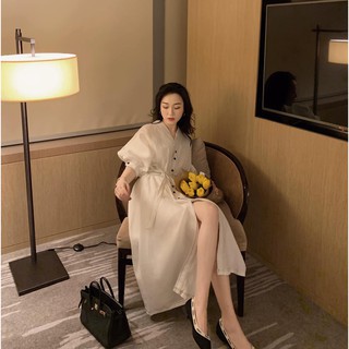 Váy sơ mi công sở dáng xuông MAYBYMAY đủ size V029