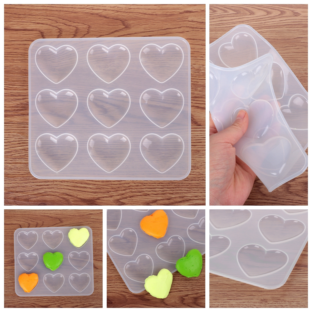Khuôn silicon 9 ngăn làm mặt dây chuyền hình trái tim | BigBuy360 - bigbuy360.vn