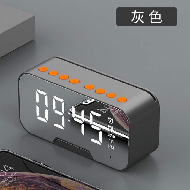 Đồng hồ báo thức Amoi G5 tích hợp loa Bluetooth không dây mặt gương vỏ kim loại