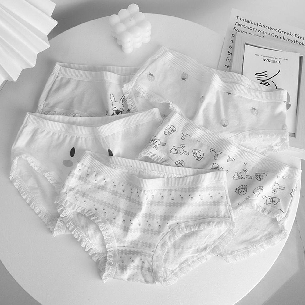 Quần Lót Cotton Thoáng Khí Lưng Vừa Họa Tiết Dâu Tây Gợi Cảm Cho Nữ