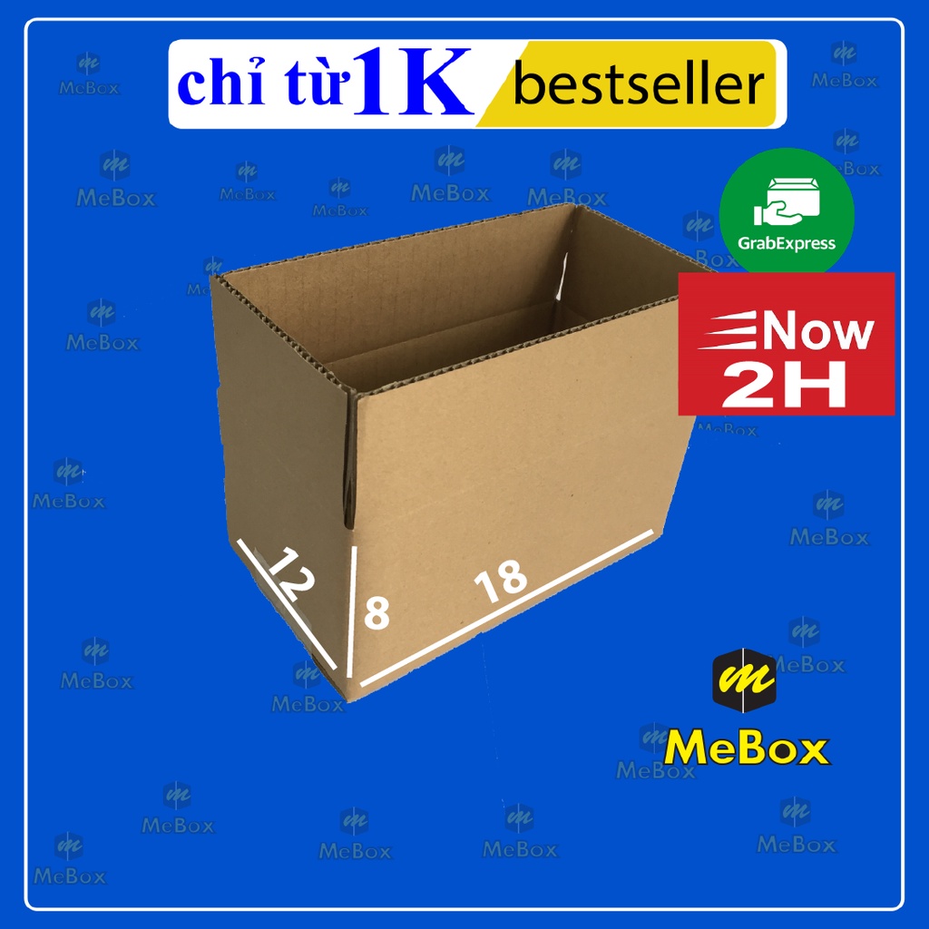 hộp carton 20x12x8 bộ 50 trơn không in xả kho