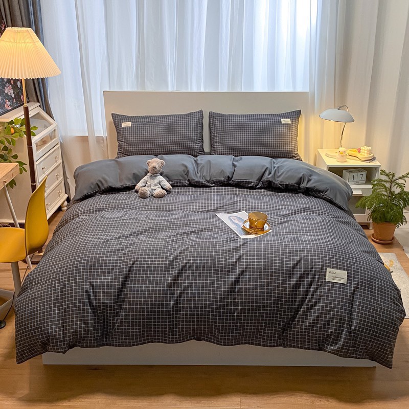 Bộ 4 Món Vỏ Chăn Ga Gối Cotton Tici Kẻ Caro Vintage Trẻ Trung Năng Động Cao Cấp Nhập Khẩu Size m6 m8 2m2 Napbedding