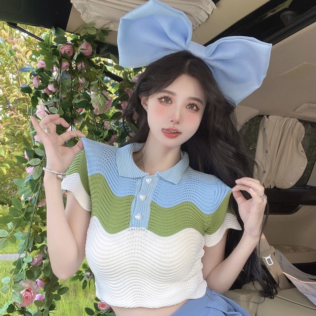 Áo Len Ngắn Tay Phong Cách Hàn Quốc Thời Trang Mùa Hè Hàng Mới Dành Cho Nữ