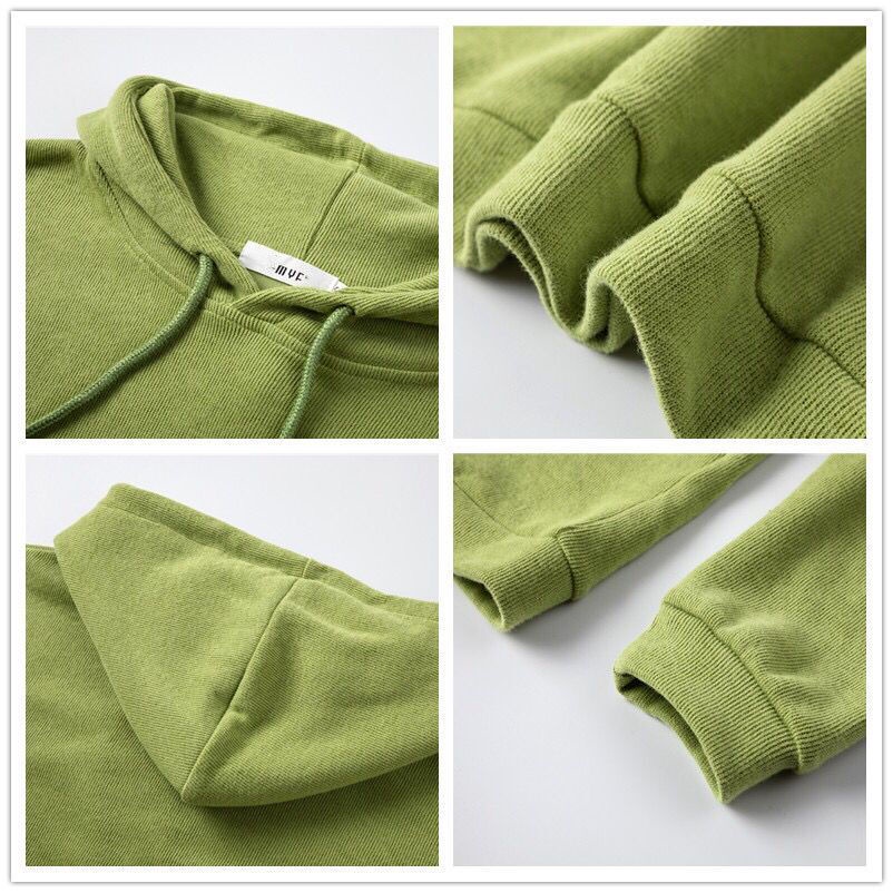 Áo Hoodie Lửng Tay Dài Dáng Rộng Eo Cao Trẻ Trung Phong Cách Hàn Quốc