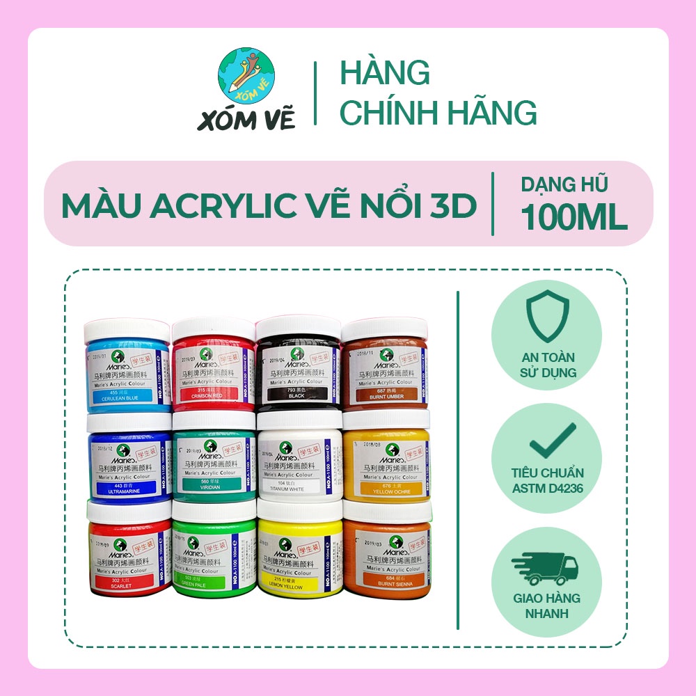 Màu vẽ acrylic Maries hủ 100ml
