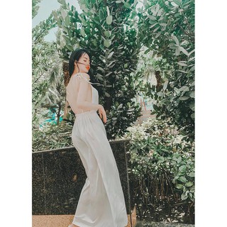 Đầm maxi lụa cổ đổ lưng trần