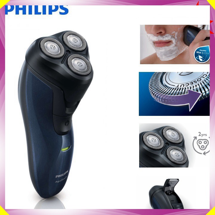 Máy cạo râu ướt và khô cao cấp thương hiệu Philips AT620 - Công Suất: 2W - Hàng Nhập Khẩu