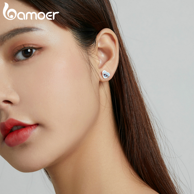 Bông tai Bamoer SCE1134 bằng bạc 925 trang trí họa tiết mắt quỷ làm quà tặng cho nữ