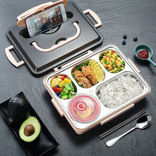 Khay cơm chia phần 5 ngăn INOX giữ nhiệt